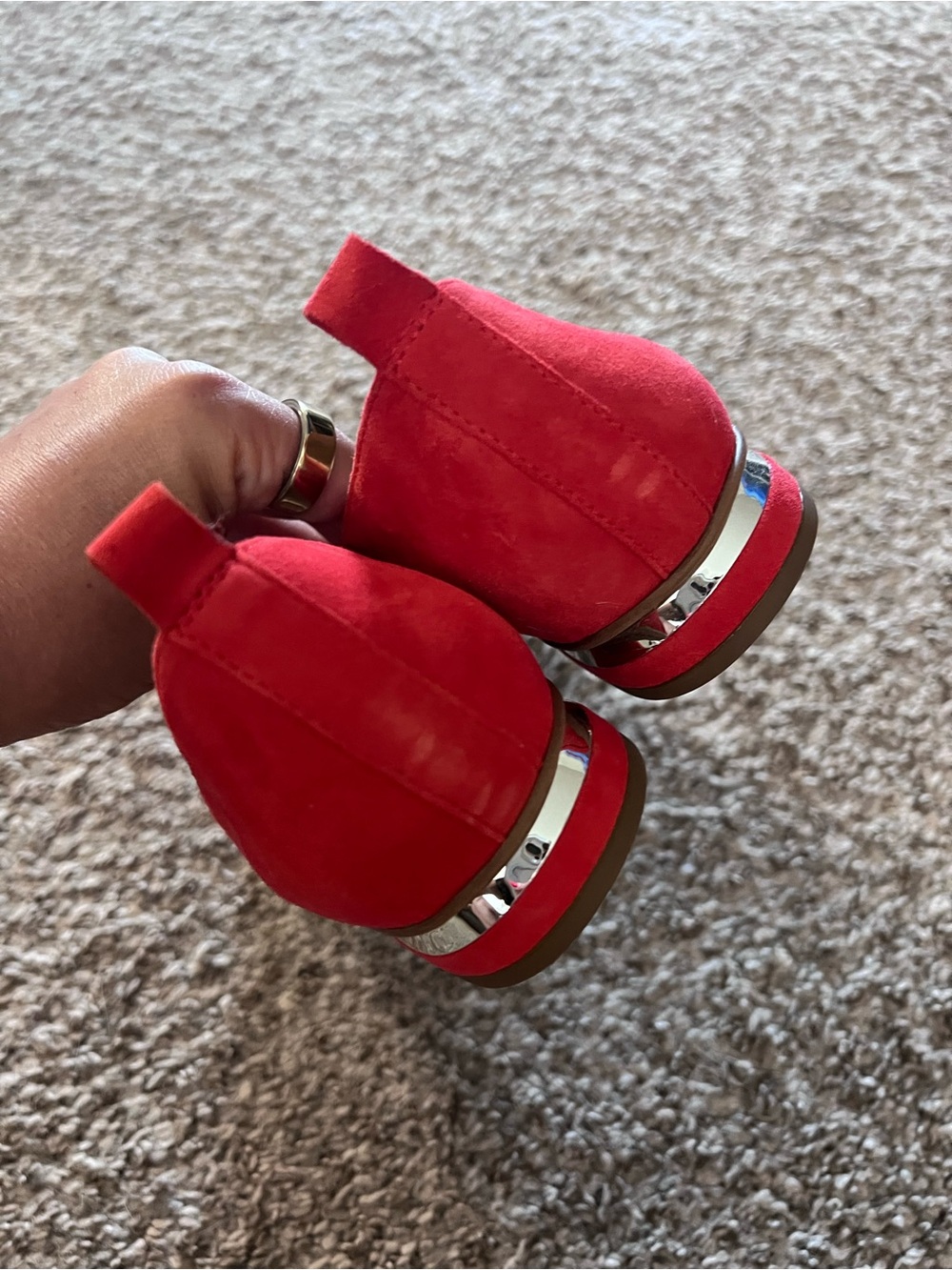 Franco Sarto Suzie Red Suede Pointed-Toe Loafers - Picture 6 of 7
